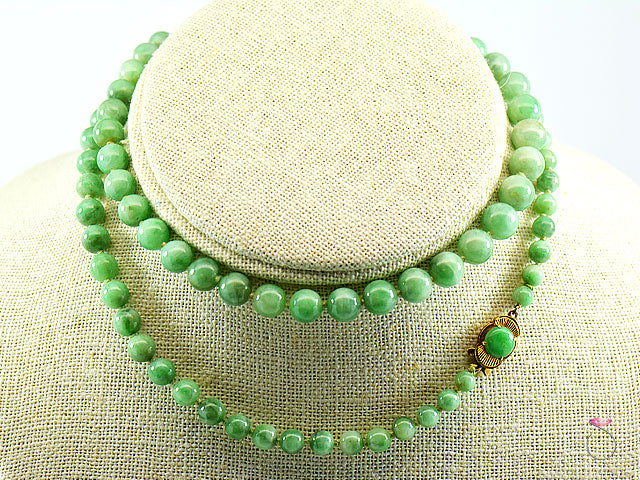 Jade Necklace with Sterling Silver Clasp
